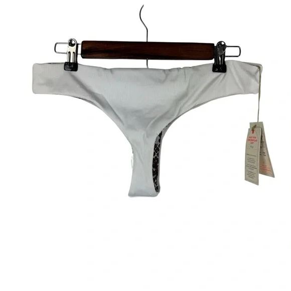 Maaji White & Brown Reversible Stretchy Bikini Bottoms Women's XL NEW - Picture 3 of 12